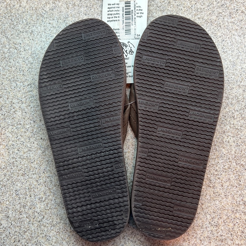 Premier Leather Expresso Brown Kids RAINBOW flip flops Brand New!! - Picture 4 of 9